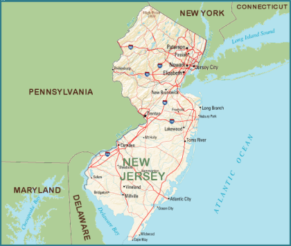 Carte du New Jersey